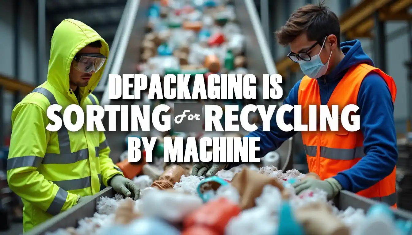 A recycling facility conveyor belt showing hand sorting of mixed waste.