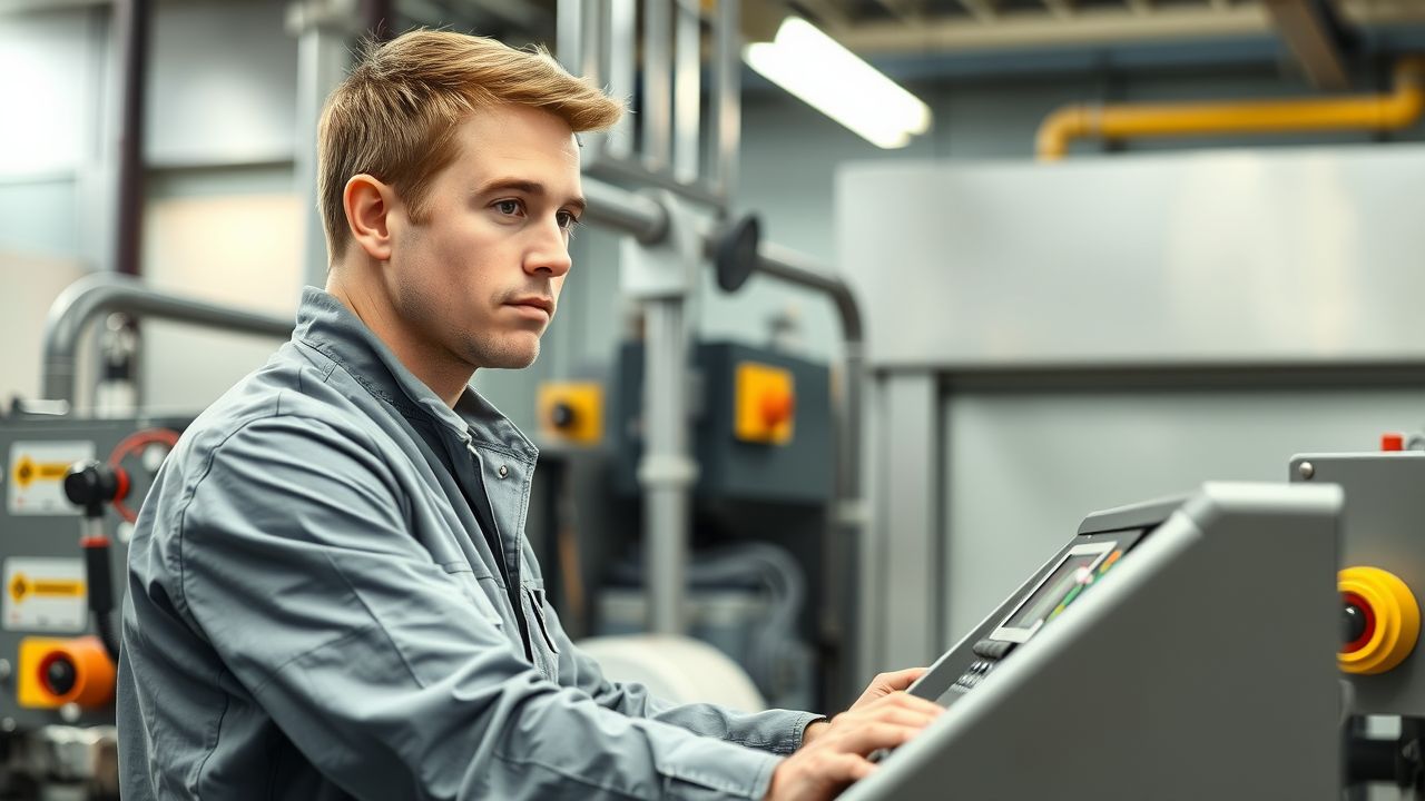 A technician operates a wet depackaging system at a waste facility.