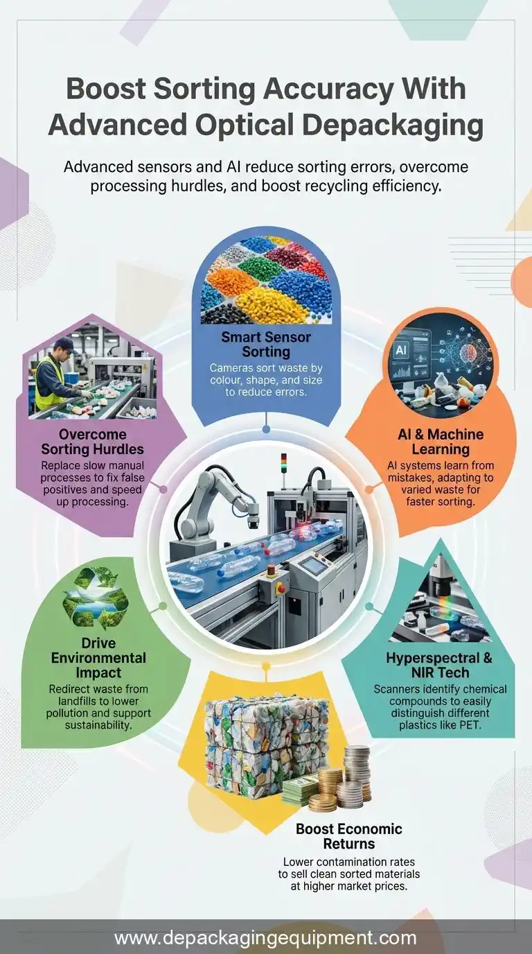 Infographic How Advanced Optical Sorting for Improves Sorting Accuracy. Also Depackaging.