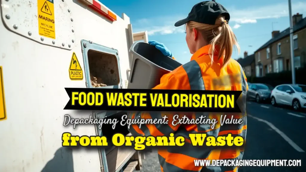 Featured inage with text - Food Waste Valorisation Depackaging Equipment.